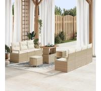 Qnhdfrt Set di 10 divani da giardino in rattan naturale beige con cuscini resistenti alle intemperie, design moderno per terrazza, balcone e giardino d'inverno