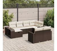 Qnhdfrt Set di 10 pezzi per divano da giardino, in rattan sintetico, con cuscino e spazio per terrazza, giardino e balcone