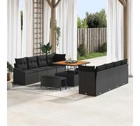 Qnhdfrt Set di 11 divani da giardino moderno a forma di L, con cuscino in rattan sintetico, nero, resistente alle intemperie e ai raggi UV, per un'atmosfera accogliente sul balcone o sulla terrazza