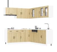 Qnhdfrt Set di 11 mobili da cucina Kalmar in rovere Sonoma in legno e vetro dal design elegante e un sacco di spazio per la cucina