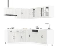 Qnhdfrt Set di 11 mobili da cucina Lucca bianco lucido in legno e vetro con piedini regolabili e ampio spazio per arredamento da cucina moderno