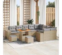 Qnhdfrt Set di 12 divani da giardino in rattan sintetico, con cuscino, beige, design moderno, per terrazze, balconi e giardini d'inverno