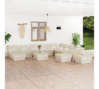 Qnhdfrt Set di 12 pallet da giardino in legno di abete impregnato con elemento angolare e pouf per terrazza, balcone, giardino