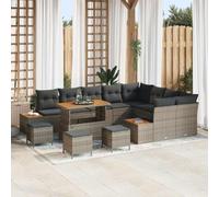Qnhdfrt Set di 13 divani esterni grigio in polyrattan con cuscino, design moderno, costruzione robusta per giardino, terrazza e balcone