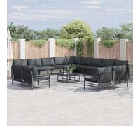 Qnhdfrt Set di 14 divani da giardino in acciaio antracite, 70 x 70,5 x 32 cm, design moderno con cuscino imbottito per giardino, terrazza, balcone e giardino d'inverno