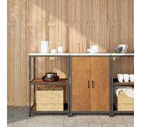 Qnhdfrt Set di 2 armadi da cucina, 120 x 50 x 92 cm, in acciaio opaco, con 4 ripiani e 2 ante, con piedini di livello, per cucina moderna, garage, ufficio e giardino