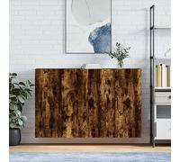 Qnhdfrt Set di 2 armadi da parete in affumicatura 69,5 x 34 x 90 cm, in robusto legno con montaggio a parete e molto spazio per riporre eleganti in soggiorno, camera da letto e ufficio