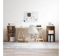 Qnhdfrt Set di 2 armadi per TV, in legno di vecchio legno, 37 x 35 x 107 cm, sistema di scaffalatura modulare con scomparti cubi, spazio per soggiorno, design moderno
