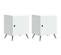Qnhdfrt Set di 2 Comodini Bianchi da Notte 43x34,5x50 cm | Mobiletti versatili con cassetto e vano giorno, ideali per organizzare la camera da letto o il soggiorno.
