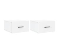 Qnhdfrt Set di 2 comodini da parete sospesi in legno bianco, moderno comodino da parete per camera da letto, comodino compatto con vano portaoggetti, 35 x 35 x 20 cm