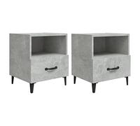Qnhdfrt Set di 2 Comodini Moderni Grigio Cemento 40x35x47,5 cm | Coppia di tavolini da notte stabili con cassetto e vano a giorno, ideali per organizzare la camera da letto.
