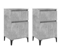 Qnhdfrt Set di 2 Comodini Moderni Grigio Cemento 40x35x70 cm | Coppia di tavolini robusti in legno multistrato e metallo, ideali per la camera da letto o la zona notte.