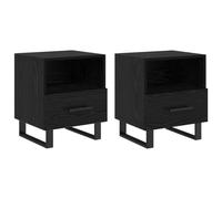 Qnhdfrt Set di 2 comodini moderni in rovere nero, consolle compatto con 2 cassetti e ripiani, robusto comodino in legno, 40 x 35 x 47,5 cm