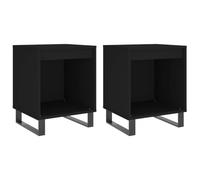 Qnhdfrt Set di 2 Comodini Neri da Camera da Letto 40x35x50 cm | Tavolini da notte in legno multistrato e metallo per camera da letto o soggiorno, con scomparto a giorno.