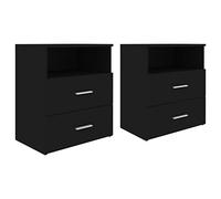 Qnhdfrt Set di 2 Comodini Neri in Legno Multistrato 50x32x60 cm | Coppia di tavolini da notte moderni con cassetti e vano a giorno per organizzare la camera da letto.