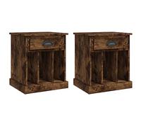 Qnhdfrt Set di 2 Comodini Rovere Fumo in Legno 43x36x50 cm | Mobiletti stabili per camera da letto con un cassetto e tre scomparti a giorno per ottimizzare lo spazio.