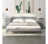 Qnhdfrt Set di 2 comodini Sonoma grigio con 3 cassetti, in legno per camera da letto, 40 x 36 x 65 cm