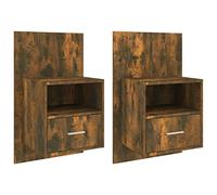Qnhdfrt Set di 2 Comodini Sospesi a Parete Rovere Fumo 48,5x32,5x80 cm | Ideale per ottimizzare lo spazio in camera da letto, questo set sospeso offre un design moderno e ripiani a giorno.