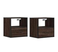 Qnhdfrt Set di 2 comodini sospesi da parete, effetto rovere, con cassetto e scomparto, comodino sospeso, per camera da letto, 40 x 31 x 39,5 cm, legno e metallo