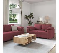 Qnhdfrt Set di 2 divani con cuscino, in tessuto rosso vinaccia, design moderno, per soggiorno e Family Rooms, robusto telaio in legno fino a 500 kg di spazio per 5 persone