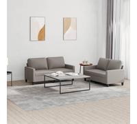 Qnhdfrt Set di 2 divani con cuscino in tessuto tortora, divano a 2 posti, piccolo e grande, struttura robusta e comoda per il soggiorno