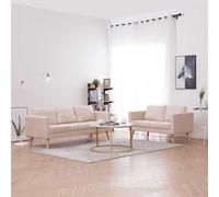 Qnhdfrt Set di 2 divani in tessuto bianco crema con telaio in legno, comodo divano per soggiorno e balcone, piccolo divano incluso cuscino rimovibile
