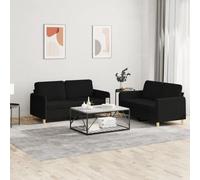 Qnhdfrt Set di 2 divani in tessuto nero, con 4 cuscini, design moderno, robusto e durevole, traspirante, comodo, per soggiorno, balcone, piccoli spazi