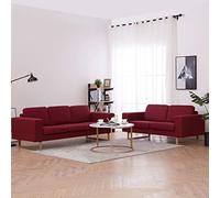 Qnhdfrt Set di 2 divani in tessuto rosso vinaccia con divano a 2 posti e 3 posti - Comoda imbottitura, fodera rimovibile per soggiorno elegante