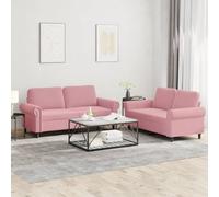 Qnhdfrt Set di 2 divani in velluto rosa, 2 posti a due posti, larghezza 152 e 172 cm, comoda imbottitura, robusto telaio in metallo, design moderno, per soggiorno, camera dei ragazzi, balcone