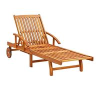 Qnhdfrt Set di 2 Lettini Prendisole in Legno di Acacia con Cuscini Rossi | Sdraio pieghevoli e regolabili con ruote per giardino, patio e piscina, completi di comodi cuscini color rosso vino.