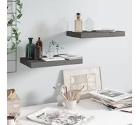 Qnhdfrt Set di 2 mensole sospese grigio lucido, 40 x 23 x 3,8 cm, design a nido d'ape con telaio in metallo, montaggio invisibile, per libri, soggiorno, bagno