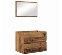 Qnhdfrt Set di 2 mobili da bagno, in compensato di legno, 60 cm, specchio e mobili da bagno, design moderno, risparmio di spazio per piccoli bagni