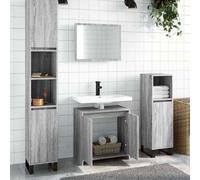 Qnhdfrt Set di 2 mobili da bagno Sonoma grigio in legno con armadio da bagno sottile piccolo e specchio da bagno per riporre salvaspazio in bagno