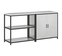 Qnhdfrt Set di 2 mobili da cucina in acciaio zincato, con 4 ripiani e 2 ante, robusto buffet da cucina per pentole, 180 x 50 x 92 cm, argento
