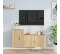 Qnhdfrt Set di 2 mobili per TV, in legno di rovere Sonoma, 80 x 34,5 x 40 cm e 40 x 34,5 x 60 cm, montaggio a parete, con spazio di archiviazione, design moderno per soggiorno