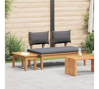 Qnhdfrt Set di 2 panchine angolari per esterni, in legno di acacia con tavolino, grigio opaco, per giardino, terrazza e balcone