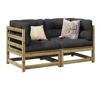 Qnhdfrt Set di 2 pezzi per divano da giardino, in legno di pino impregnato in autoclave, con cuscino antracite, design modulare, per terrazza, giardino e balcone