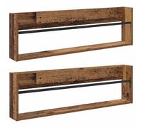 Qnhdfrt Set di 2 scaffali per riviste, montaggio a parete, effetto legno anticato, 100 x 12 x 30 cm, moderno scaffale per giornali per soggiorno e ufficio, per riporre letteratura salvaspazio