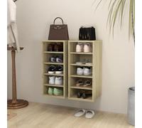 Qnhdfrt Set di 2 scarpiera in legno di rovere Sonoma, scarpiera stretta, 31,5 x 35 x 70 cm, robusta e salvaspazio, per corridoio, camera da letto