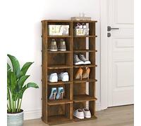 Qnhdfrt Set di 2 scarpiere sottili e alte, in legno, 27,5 x 27 x 102 cm, 6 scomparti, salvaspazio, per corridoio, campeggio, camper