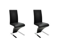 Qnhdfrt Set di 2 Sedie da Pranzo Nere a Zig-Zag in Similpelle e Metallo | Arredo moderno per la cucina e il soggiorno con seduta ergonomica e schienale imbottito su telaio robusto.