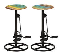 Qnhdfrt Set di 2 sgabelli da bar in legno massiccio riciclato e acciaio, 38 x 76 cm, robusti e resistenti alle intemperie, per cucina, giardino e esterni, venature uniche del legno