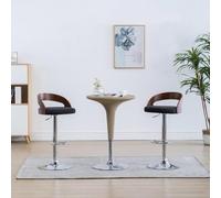 Qnhdfrt Set di 2 sgabelli da bar regolabili in altezza, in legno curvato e metallo con rivestimento in tessuto, design moderno per cucina, bar e toletta, grigio scuro e marrone, max. 110 kg