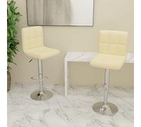 Qnhdfrt Set di 2 sgabelli da bar regolabili in altezza, in tessuto crema, con struttura in acciaio cromato, girevole a 360° con poggiapiedi, molla a gas, max. 110 kg, per cucina bar ed esterni