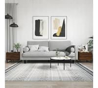 Qnhdfrt Set di 2 tavolini da caffè, effetto quercia, 50 x 50 x 40 cm, con cassetto in legno e gambe in ferro, per soggiorno elegante