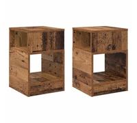 Qnhdfrt Set di 2 Tavolini d'Appoggio Legno Vecchio 30,5x30x45 cm