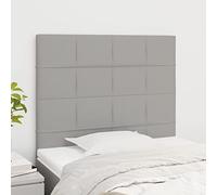 Qnhdfrt Set di 2 testate, colore grigio chiaro, 100 x 5 x 78/88 cm, altezza regolabile, in legno di larice e poliestere traspirante, per camera da letto e camera degli ospiti