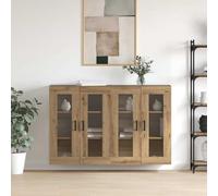 Qnhdfrt Set di 2 vetrine da parete in rovere artigianale, 69,5 x 34 x 90 cm, con porta in vetro, stile rustico, armadietto salvaspazio per sala da pranzo, cucina, corridoio e ufficio