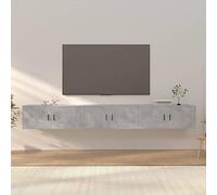 Qnhdfrt Set di 3 armadi da parete per TV, grigio cemento, 100 x 34,5 x 40 cm, in legno massiccio, montaggio a parete, credenza per TV, con spazio di archiviazione, aspetto moderno, per soggiorno