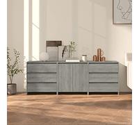 Qnhdfrt Set di 3 credenza grigia Sonoma in legno con ante e cassetti, dimensioni 70 x 40 x 75 cm, per soggiorno, corridoio o ufficio